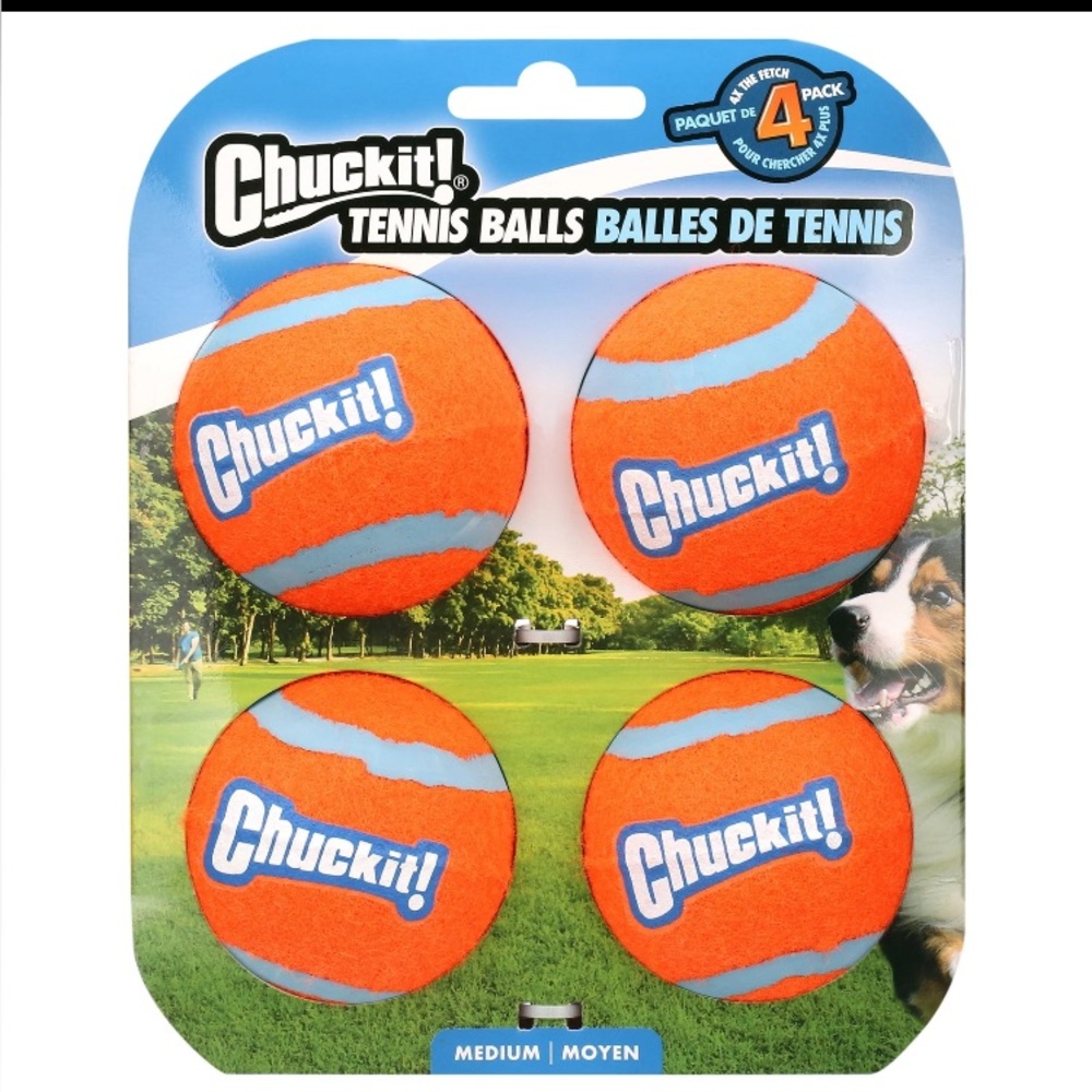 Durable Rubber Tennis Ball Dog Toy, Medium 2.5" for Dogs 20-60 lb, Pack of 4
